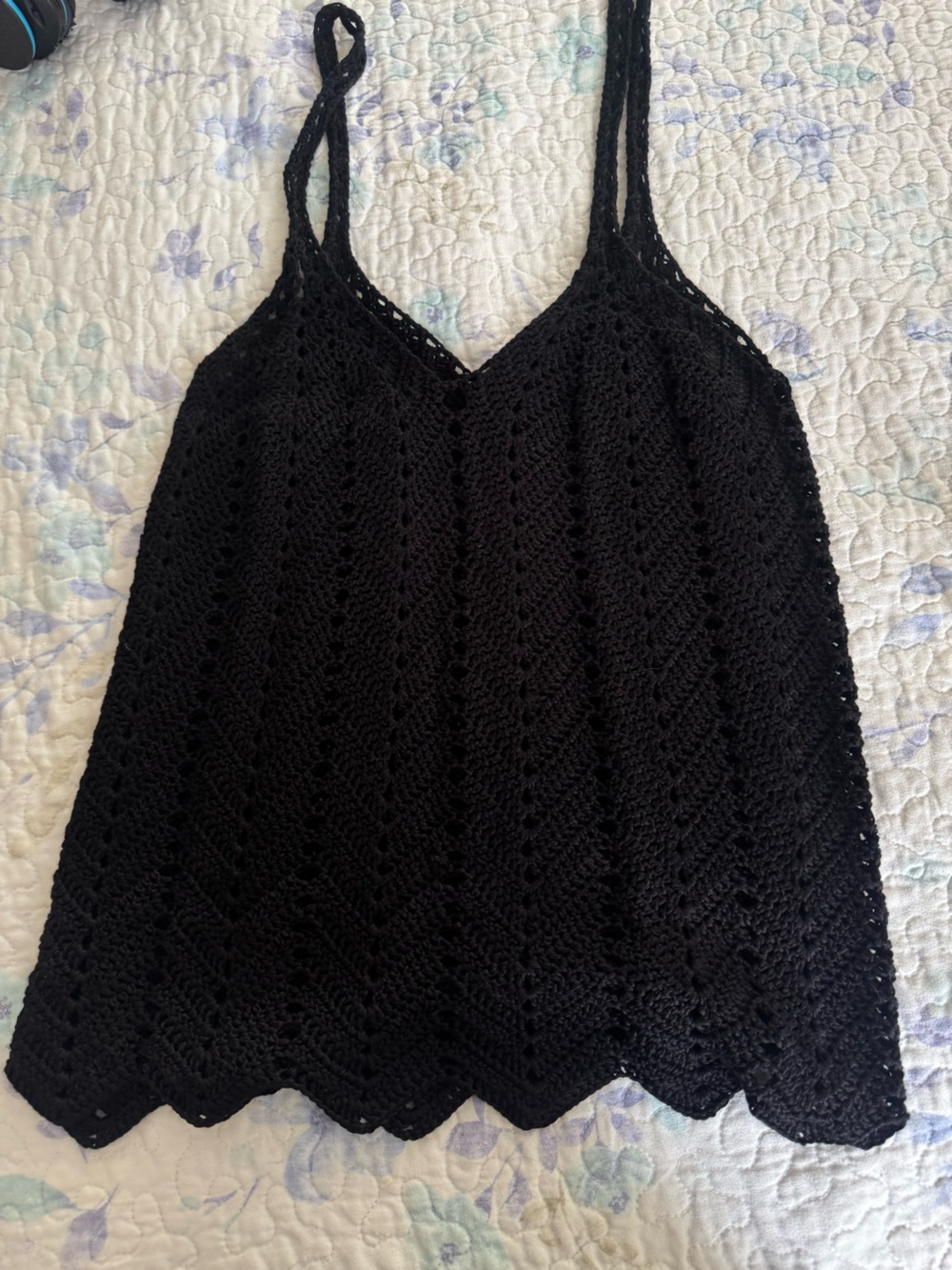 Black Crochet Knit Tank Top
